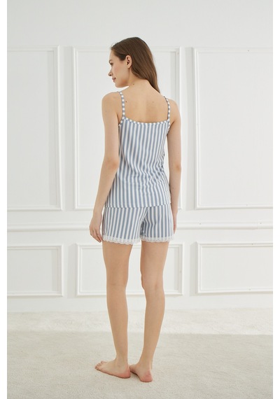 Mihra Kadın İp Askılı Şortlu Yazlık Pijama Takımı AÇIK GRİ