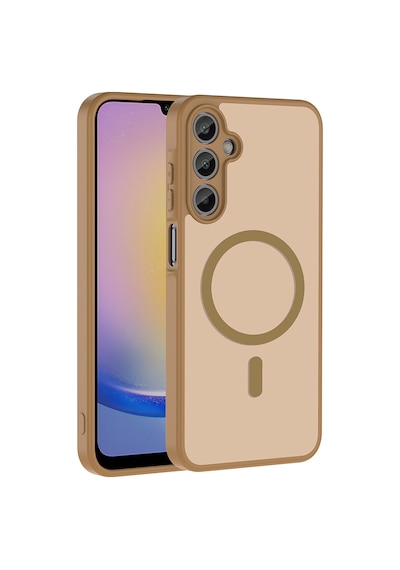 Galaxy Uyumlu A34 Kılıf M-safe Şarj Özellikli Zore Babet Kapak Kahverengi