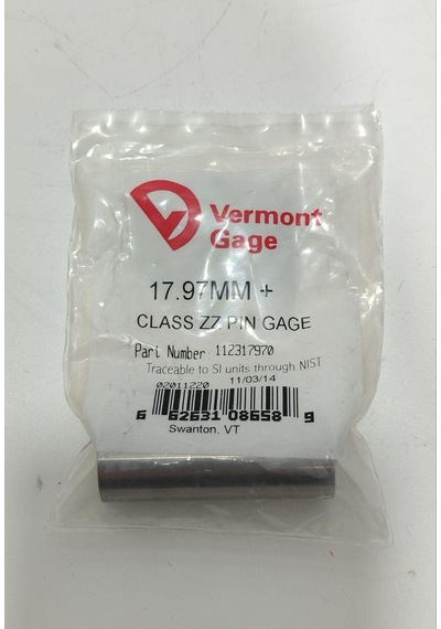Vermont Gage Çelik Pin Kontrol Eşi 17,97mm
