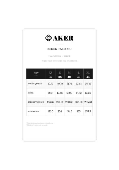 Aker Siyah Tweed Ceket Görünümlü Crep Etekli Elbise Siyah Siyah
