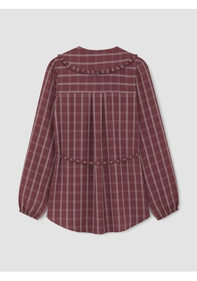 Lcw Everyday Bordo Ekose Modal Karışımlı Kadın Gömlek Tunik