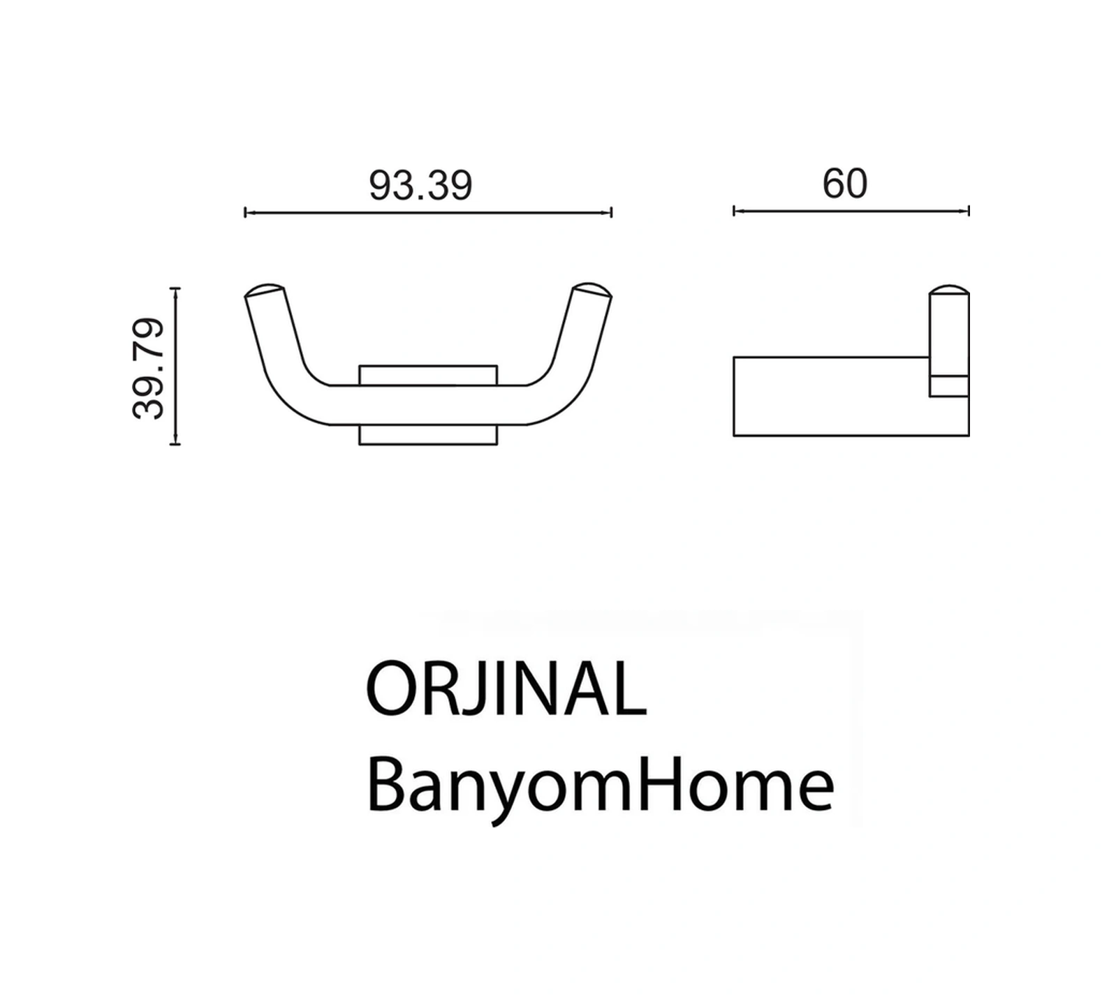 Çelik Banyo Paslanmaz Pirinç Mat Siyah Titanik Bornozluk Havlu Askısı Siyah