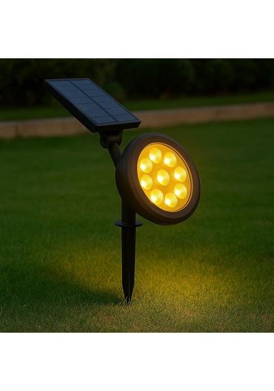 18w Güneş Enerjili Bahçe Armatürü 9 Led 3200k Günışığı, Ip65 Su Geçirmez Solar Spot Lamba, 200 Lümen, K Genel
