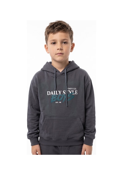 Toontoy Kids Toontoy Erkek Çocuk Kapüşonlu Daıly Style Boys Baskılı Eşofman Takım Füme