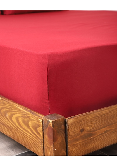 Bordo Lastikli Çarşaf Takımı Fitted Pamuklu Kumaş Yastık Kılıflı