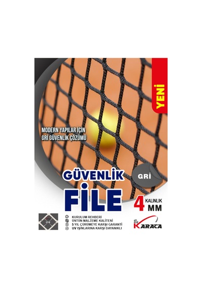 Gri Çocuk Güvenlik File 2.5x12 M 4mm Kalın İp, 5x5cm Göz Aralığı