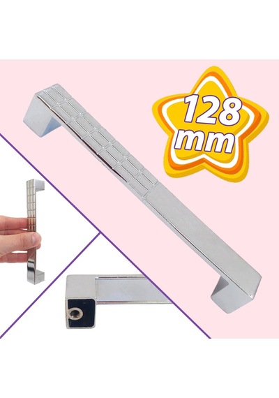 Bihter Desenli Kulp 128 Mm Krom Mutfak Kulpu Çekmece Dolap Kapak Kulbu Metal Mobilya Dolabı Kulpları