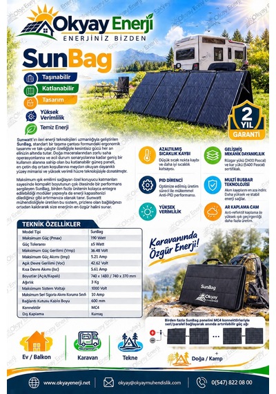 Sunwatt Sunbag 200 190 Watt Katlanabilir Güneş Paneli