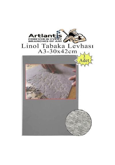 Linol Tabaka Levhası A3 30x42 Cm 2mm Gri 3 Adet Linolyum Tabaka Gri Linol Muşamba Baslı Levha