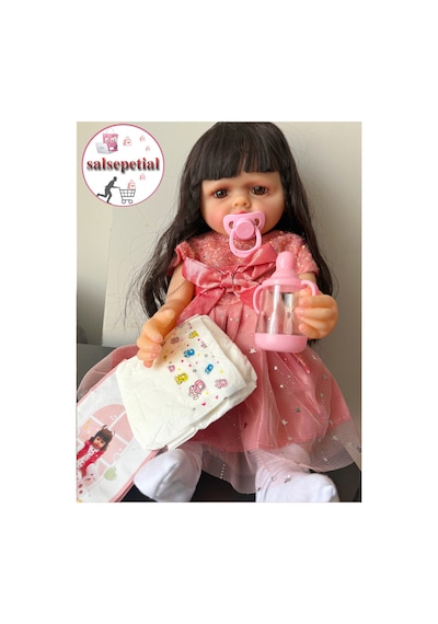 Büyük Boy Konuşan Bebek 55 Cm Konuşan Gerçekçi Reborn Bebek Yumuşak Vinil Aksesuarlı Sesli Bebek