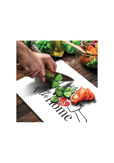 Tr Cam Kesme Tahtası Ve Sunum Tablası Kitchen Love Desenli 20 X 30 Cm Diğer