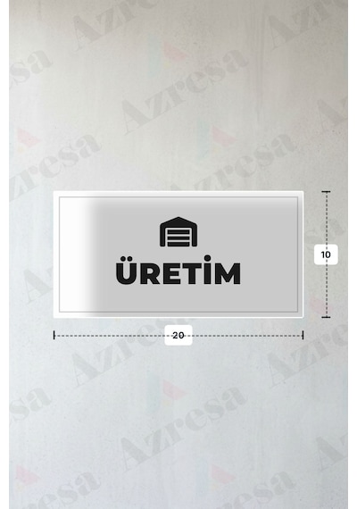 Üretım Yazılı - Metal - Beyaz Renk - Kapı İsimliği - 20x10 Cm