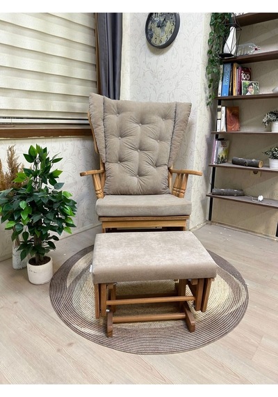 Asedia Mama Puflu Naturel Bej Minderli Sallanan Emzirme Koltuğu