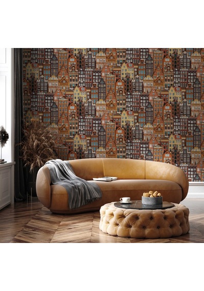 Adawall Roka 23115-3 Şehir Desenli Düz Sade Duvar Kağıdı
