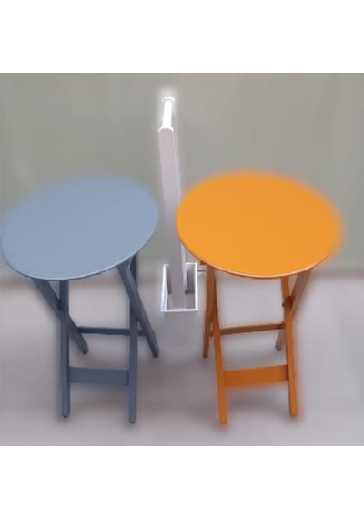 Çanta Zigon Sehpa Oval Model İkili Takım Ahşap Mdf Hardal Ve Gri Renk Uyumu El Yapımı