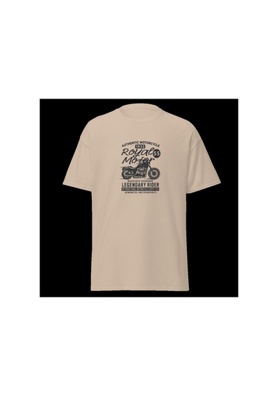 Wildstyle Royal Motor Legendary Rider Motosiklet Vintage Motor Baskılı Unisex Bisiklet Yaka Pamuklu Tişört - C