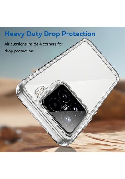 Caseonn Xiaomi 15 Kılıf Kamera Korumalı Darbe Emici Şeffaf Arka Kapak Tam Şeffaf