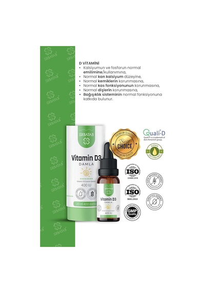 Erbatab Kids Vitamin D3 400 Iu Damla 20 ML
