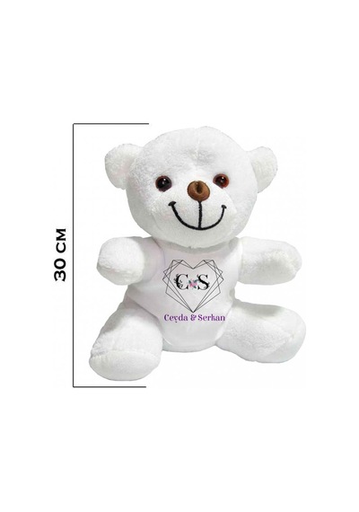 Kişiye Özel İsim Ve Harf Baskılı Peluş Beyaz Ayı Hk2449