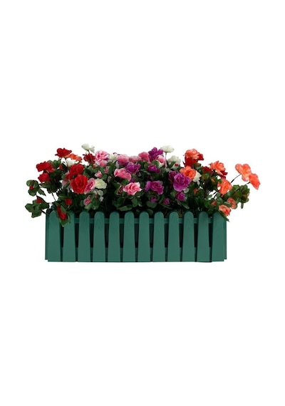 Yapay Çiçek Yeşil Çit Balkon Saksısı Renkli Açelya Çiçekli 55x20C