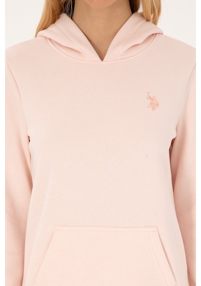 U.S. Polo Assn. Kadın Açık Pembe Kapüşonlu Sweatshirt 50320557-VR078