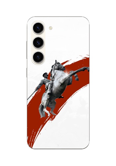 Samsung Galaxy S23 Uyumlu Şaha Kalkmış At Detaylı Atatürk Baskılı Silikon Kılıf Renkli