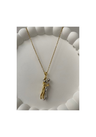 Stainless Steel Çelik Kolye Gold/gümüş Sarılan Çift 40 Cm+5 Cm Gold - Gümüş