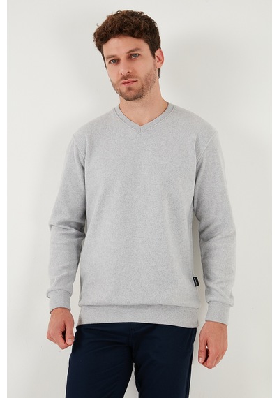 Buratti Pamuklu Regular Fit V Yaka Erkek Kazak 456202 V Gri