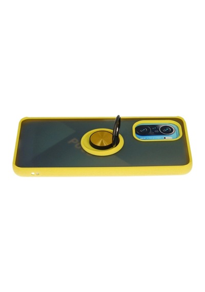 Xiaomi Redmi K40 Kılıf Montreal Yüzüklü Silikon Kapak - Sarı 0bebe