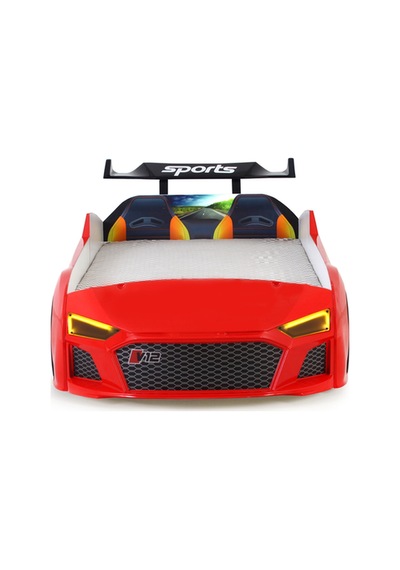 Kırmızı Arabalı Yatak V12 Audi Işıklı Full Plastik Kırmızı Arabalı Yatak V12 Audi Işıklı Full Plastik