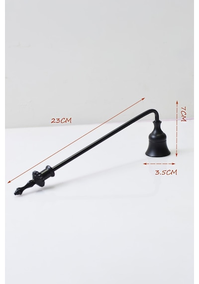 Sabit Başlıklı Metal Mat Siyah 23 Cm Dekoratif Çan Dizayn Saplı Mum Söndürücü Mt280sy
