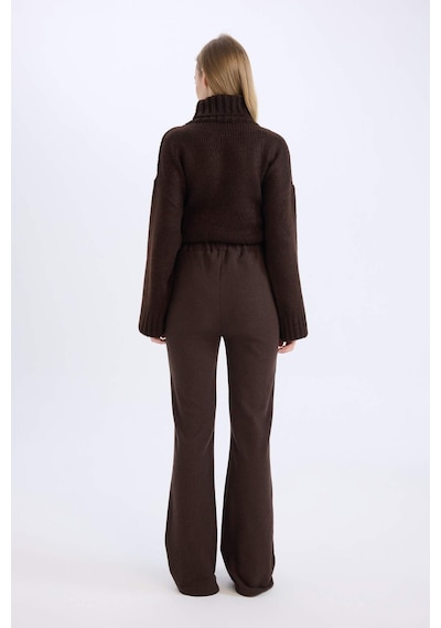 DeFacto Wide Leg Geniş Paça Esnek Belli Uzun Boy Pantolon E4387AX24WNBN505 Kahve