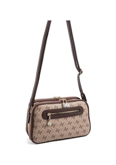 Silver Polo Sp899 Kadın Çapraz Çanta Monogram Koyubej-kahve