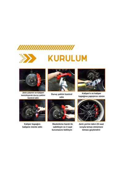 Kırmızı Brembo Üstü Baskılı Kaliper Kapağı 4'Lü Set