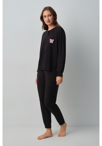 Suwen Ginger Pijama Takımı Wsh10510172897 Antrasit Melanj