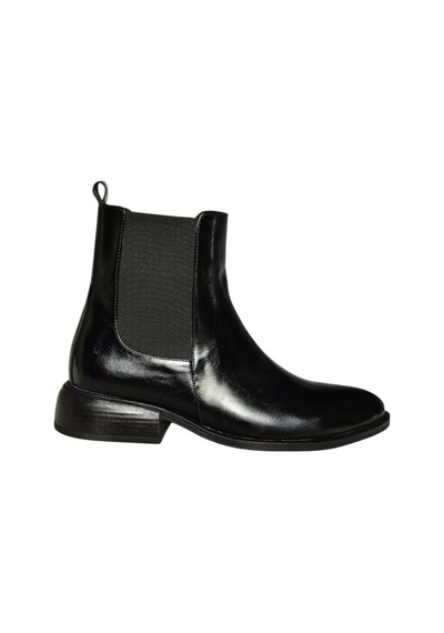 Fox Shoes V312367309 Siyah Alçak Topuklu Kadın Bot Siyah-Suni Deri