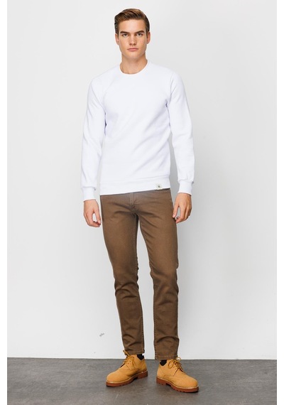 Igs İgs Erkek Beyaz Standart Bisiklet Yaka Sweatshirt Beyaz