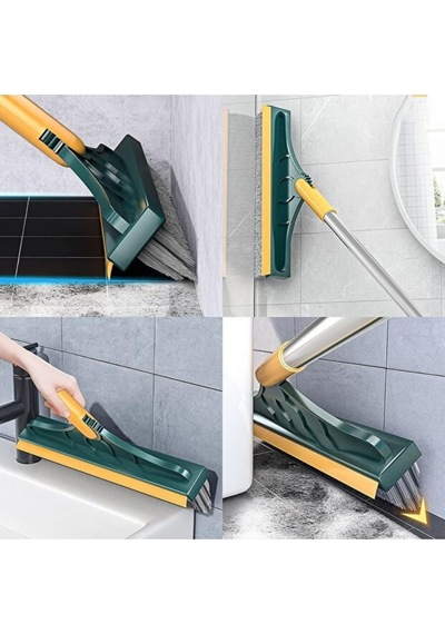 Lexroo Banyo Fayans Fırçası Döner Başlıklı Üçgen Sert Uçlu Zemin Köşe Temizleme Fırçası Uzun Saplı Çok Renkli
