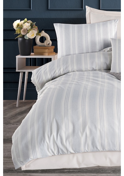 Eponj Home Sport Çizgili Nevresim Takımı Tek Kişilik Soft Line Gri Gri