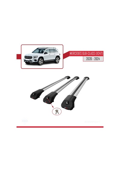 Mercedes Glb-class X247 2020 Ve Sonrası İle Uyumlu Ace-1 Ara Atkı Tavan Barı Gri 3 Adet Bar