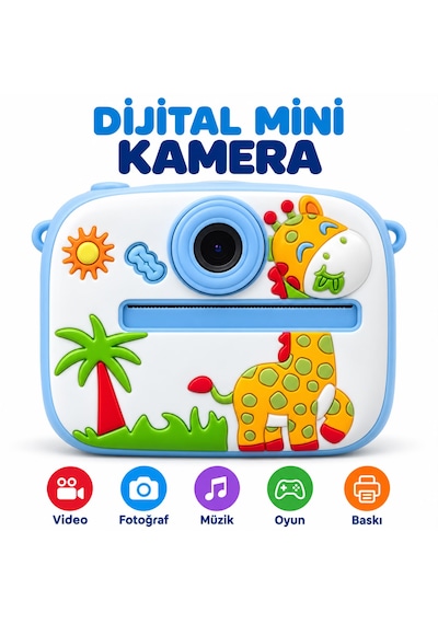 Cmr90 Çocuk Dijital Mini Kamera 1080p Hd 2.0 İnç Ekran Fotorğraf Video Oyun Müzik Usb Şarj Termal Resim Kağıt Baskılı Yazıcı Kamera Video Makinesi Print Kamera
