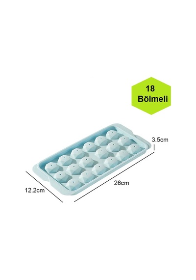 Buz Kalıbı Elmas Şekil Görünümlü Kapaklı 18 Bölmeli Plastik Mavi Diğer