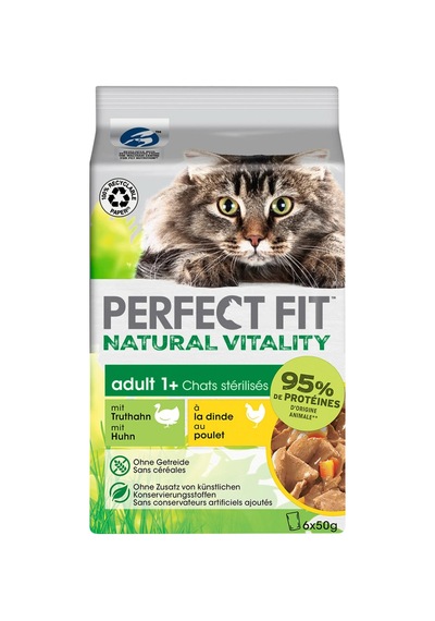 Perfect Fit Yetişkin Mini Yaş Mama Hindi Tavuk 6x50 G - 7 Adet Tarı