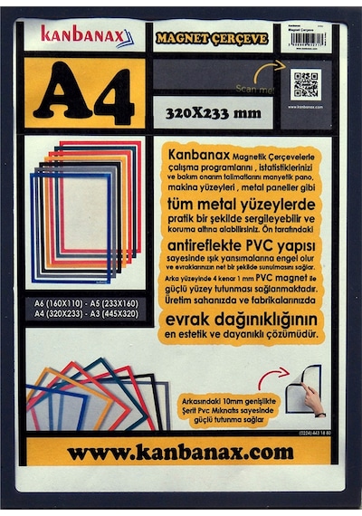 Magnet Çerçeve - Kanbanax A4 Ebat-Mavi