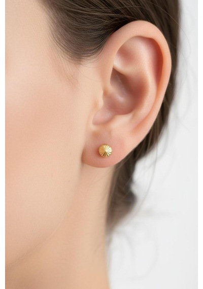 Çgk Çiğdem Gürel Kuyumculuk 14 Ayar 3mm Kalemli Top Altın Küpe Gold