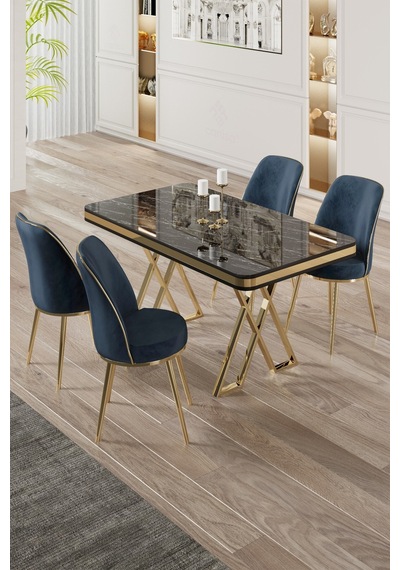 Canisa Vals Serisi 80x130 Lak Panel Siyah Mermer Desen Masa Takımı Gold Ayaklı 4 Antrasit Sandalye Masa Siyah Mermer Desen Sandalye Antrasit Canisa Vals Serisi 80x130 Lak Panel Siyah Mermer Desen Masa Takımı Gold Ayaklı 4 Antrasit Sandalye Masa Siyah Mermer Desen Sandalye Antrasit