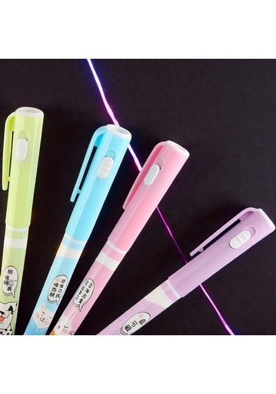 Vıp 6 Pcs Invisible Ink Pens Uv Led Light 6 Adet Mor Işıklı Görünmez Kalem Figürlü Işıklı Kalem Renkli