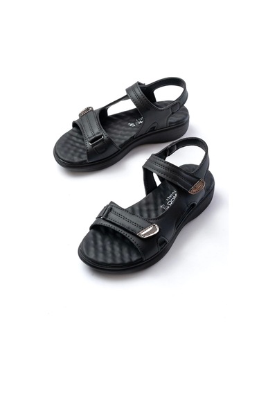 Dm-363 Siyah Baret Cırtlı Dikişli Günlük Kadın Sandalet Siyah