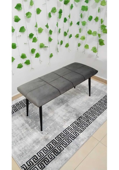 Özcan Metal Metal Ayak Metal Kasalı Bench Mutfak Salon Antre Yatak Odası Puf Bank Antrasit Gri