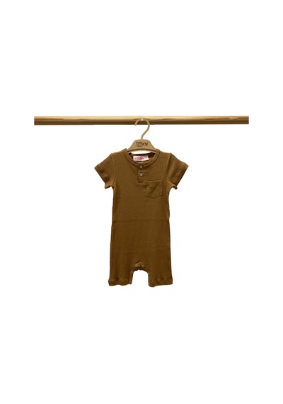 Tiffany Baby & Kids Tiffany Baby Organik Theme Cepli Kısa Rompy 88026 Kahve